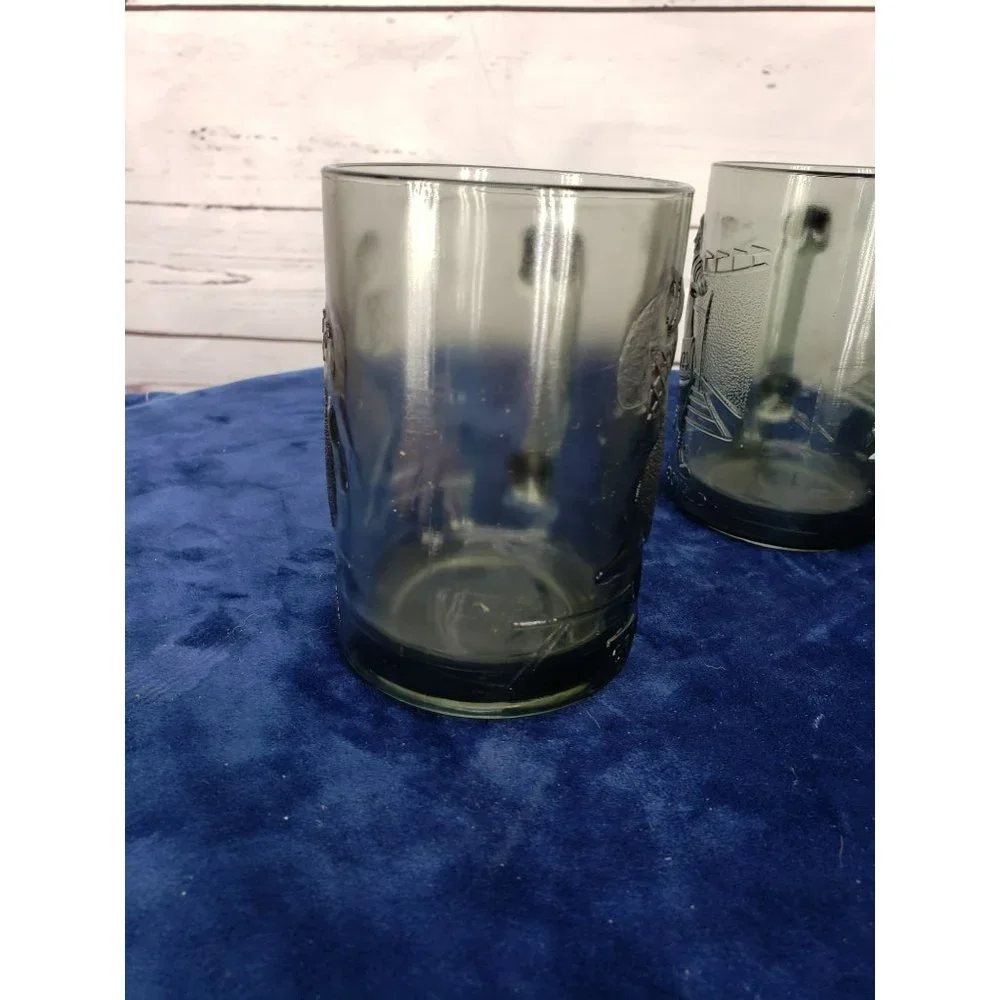 McDonald's Vintage 1970's Gray‎ Smoke Glass Mug Cup Basketball Grimace Ronald